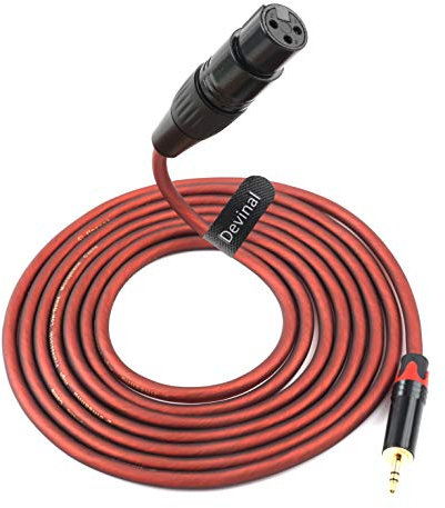 Devinal 3.5mm to XLR Balanced Microphone Cable - 10 Feet, Female to Mini Jack Stereo Audio Connector, for Computers, Cameras, Speakers