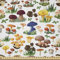 ABAKUHAUS Natur Stoff als Meterware, Pilze Wild Bio, Microfaser Stoff für Dekoratives Basteln, 1M (230x100cm), Braun Gelb