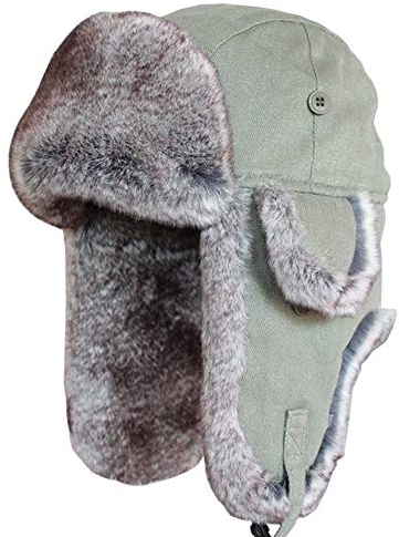 SK Studio Wintermütze mit Ohrenklappen, Warme Baumwolle Trappermütze Hut Unisex Fliegermütze Fellmütze Erwachsenen für Herren Grün/Gestrickt XL