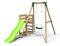 Rebo® Wooden Swing Set Plus Deck and Slide - Solar Green | OutdoorToys | Kids' Playset - Sturdy Construction, Pressure Treated Timber, Soft-Feel Ropes