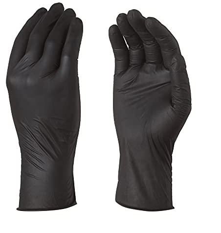TouchGuard Einweghandschuhe, Nitril, sensitiv, puderfrei, Box mit 100 Stück, Größe L, Schwarz
