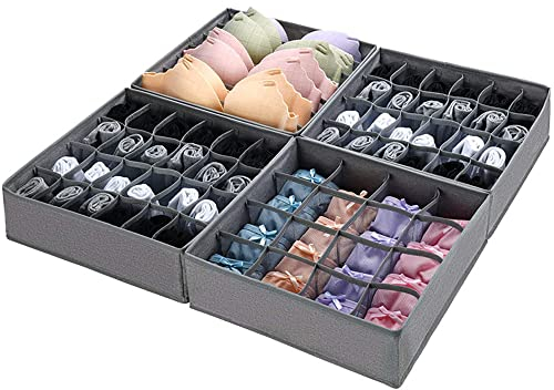 Kaxich 4 Stück Faltbare Aufbewahrungsbox für Schublade Organizer, Büstenhalter Unterwäsche Schubfach, Kleiderschrankschubladen Divider für Socken, BH, Unterwäsche