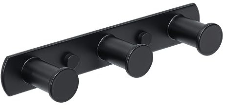 SAYAYO Coat Hooks Wall Mounted Black Door Hooks for Hanging Towels Keys Heavy Duty Coat Rack for Bathroom Bedroom Stainless Steel, 3 Hooks, EGYT1000B-3
