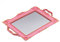 Tstarer Bandeja cuadrada decorativa envejecida con espejo con marco rosa, organizador de joyas y cosméticos para tocador, cuadrado, 9.5 x 14.5 pulgadas (rosa)