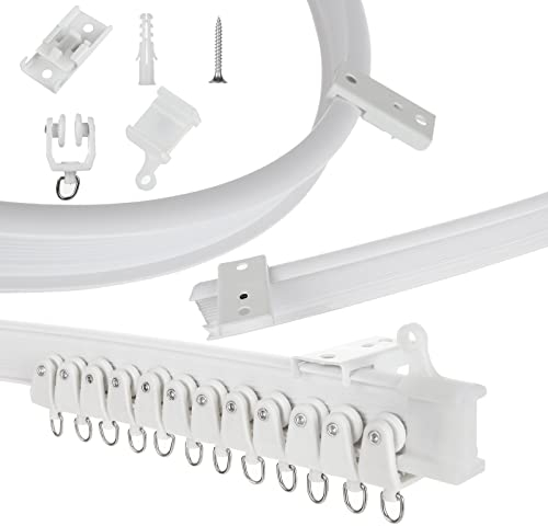 WOPPLXY Binario per tenda da soffitto 7 m, flessibile, pieghevole, 7 m, binario per tende a soffitto, per finestre a golfo, bianco
