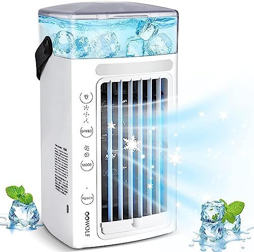 Ventilateur Clim, 7 LumièRes ColoréEs Climatiseur Mobile Voiture - 3 Vitesses RéGlables Clim Pour Voiture - Pour La Maison Et Le Bureau