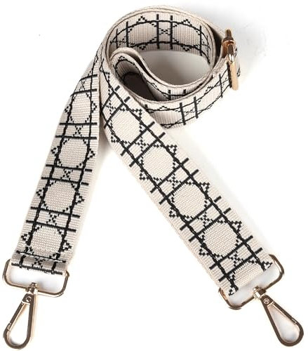 Hibate Taschengurt 3.8cm Breit Taschengurte zum Wechseln Taschenband Schulterriemen Schultergurt für Taschen Trageriemen Taschenriemen Handtaschen Gurt - Beige/Schwarz