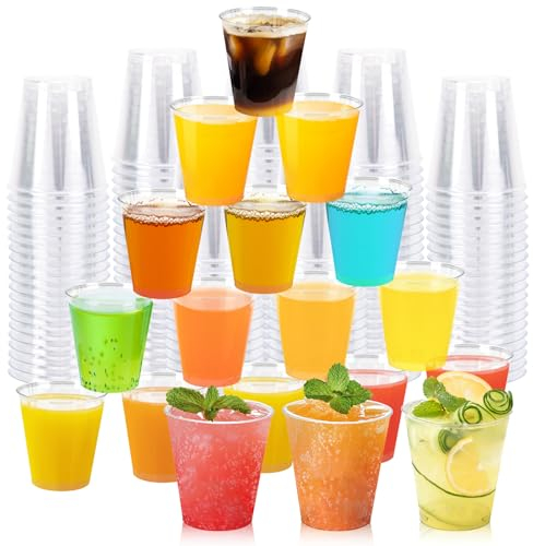 Onlyesh 150 Stück Schnapsgläser Plastik 50ml, Wiederverwendbare Shotgläser Plastik, Transparente Plastikbecher 0.5, für Verkostung, Partys, Weihnachten, Geburtstage, Hochzeiten