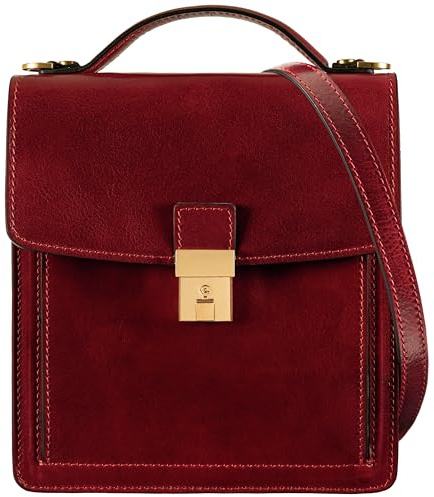 Time Resistance Leder Aktentasche - Leder Tasche Handgefertigt in Italien - Arbeitstasche mit Schultergurt - Kleine Businesstasche - Umhängetasche