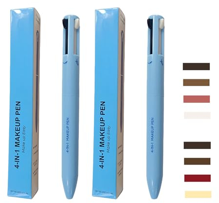 MKNZOME 4 in 1 Makeup Pen, Highlighter Stick, Eyeliner Stift, Makeup Lip Liner, Eyebrow Pencil, Augen Make-up, Wasserfest, Hochpigmentierter, Langanhaltendes, Multifunktional, 2 Stück