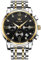 OLEVS Hommes en Acier Inoxydable Chronographe Doré Noir Analogique Quartz Grand Cadran Diamant Montre De Luxe éTanche Date Cadran NuméRique Romain