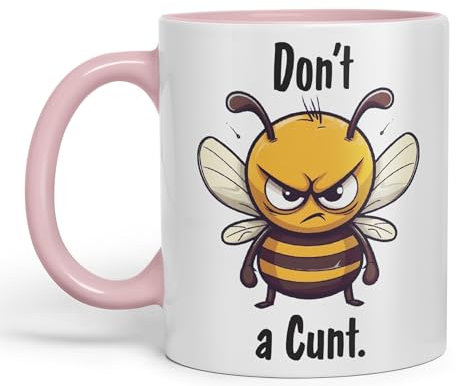 Vixar Don't be a Cun't Joke Sarcastic bee Ceramic Coloured Mug Cup for Tea Coffee Hot Brew 330ml 11Oz (Pink)