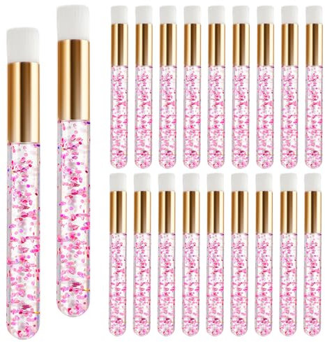 20Pieces Crystal Eyelash Extension Cleaning Brush Set - Lash Shampoo and Cleanser Brushes for Makeup, Blackhead Removing - Glitter Pink