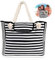 ENCOUN Bolsa Playa, Bolsa Playa Grande, Bolsa de Playa Viaje, Bolsa de Playa con Asas, Impermeable Bolsas de Playa, Bolsa Playa Mujer, Raya Bolsa de Playa, Bolsa Playa xxl para Playa, Viajes y Familia