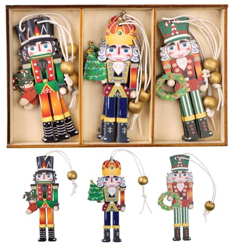 ZYDYRX 9 Stück Hölzerner Nussknacker Soldat Anhänger Weihnachten Nussknacker Dekoration Bunte Nussknacker Hängende Weihnachtsdekoration Holz B