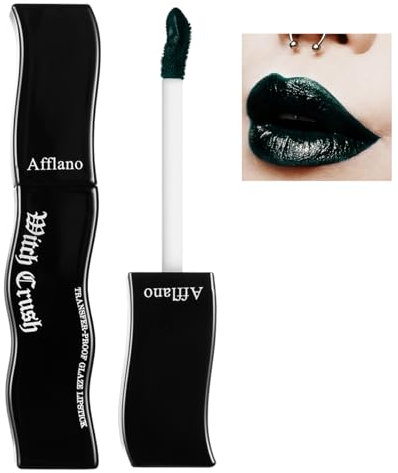 DE'LANCI Dunkel Grüner Vampy-Lippen-Gloss–Langlebig,Nicht Klebrig Und Feuchtigkeitsspendend|Hochpigmentiert,Wasserdicht Mit Glänzendem Finish Für Gothic,Halloween,Vampir Und Party-Make-Up|Vegan #05