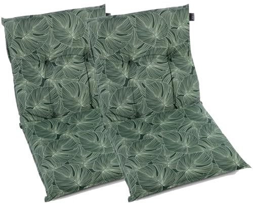 BURI 2X Gartenstuhlauflagen Niedriglehner 92,5x47cm I extra 8cm Dicke Komfort Sitzauflagen I Made in Europe I Stuhlauflagen für Niederlehner Gartenstuhl I Polster für Gartenmöbel I Grün