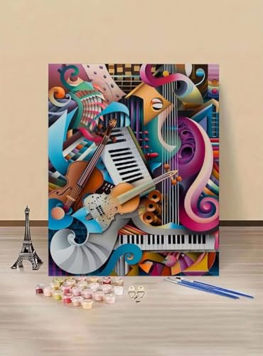 Peinture par Numéros pour Instruments De Musique Numero d'art Enfant Guitare Kits de Peinture au Numéro Enfant, Acrylique Figured'art Paint by Numbers Loisir Creatif Décoration 40 x 50 cm R-1