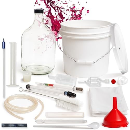 HIVEVINE Wine Making Kit & Mead Making Kit | Complete Home Brewing Kit for Beginners & Experts - Includes Glass Carboy, Fermenter, Hydrometer, Siphon, Airlock & More | DIY Wine Brewing Equipment