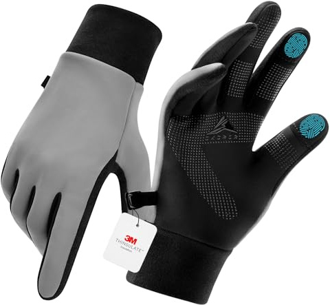 GXCROR 3M Thinsulate Thermo Winterhandschuhe, Laufhandschuhe | Winddichte Thermohandschuhe für Laufen & Radfahren, warm, Touchscreen-fähig und mit rutschfestem Griff