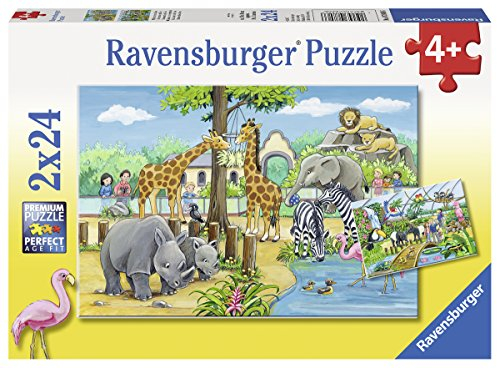 Ravensburger Kinderpuzzle - 07806 Willkommen im Zoo - Puzzle für Kinder ab 4 Jahren, mit 2x24 Teilen