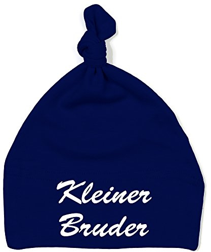 Schnoschi Babymütze in blau mit Kleiner Bruder hochwertig Bestickt/gestickt