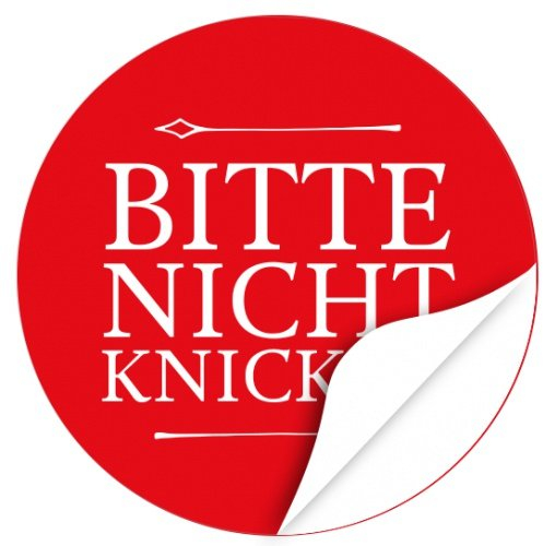 48 moderne Design Etiketten, rund/Bitte nicht knicken Design 2 ROT/Aufkleber/Sticker/Post/Versand/Brief/Vorsicht