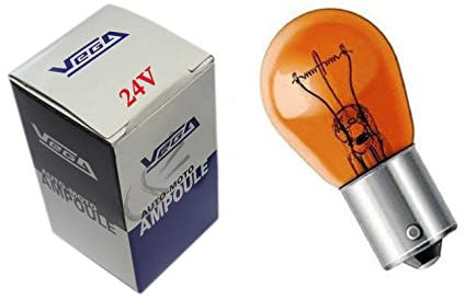 Vega - Bombilla intermitente PY21W BAU15S, color naranja teñido masa 24 V