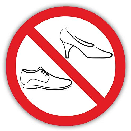 iSecur Schuhe verboten Aufkleber rund Ø 20 cm selbstklebend - hin294 | Straßenschuh-Verbot, Betreten mit Schuhen nicht gestattet, selbstklebende Folie, UV-beständig, vergilbungsfrei