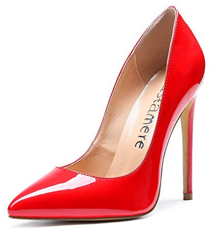 Castamere Scarpe col Tacco Donna Stiletto Tacco Alto Nozze Festa High Heels Sexy Eleganti Scarpe 12CM Tacco Pelle Verniciata Rosso Scarpe EU 37.5