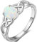Ring aus 925er Sterlingsilber, ovaler Schliff, Feueropal, keltischer Knoten, Hochzeit, Verlobung, Versprechen, Silber