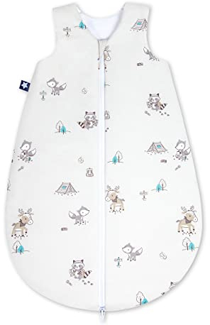 Julius Zöllner Baby Ganzjahresschlafsack aus Jersey Baumwolle, Standard 100 by Oeko-Tex, Made in Germany, Gr. 98, Fuchs und Elch