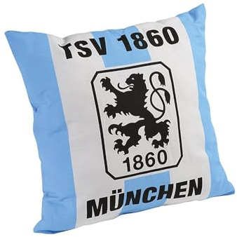 TSV 1860 München Kissen - Blockstreifen - Fankissen blau-weiß Sofakissen - Plus Lesezeichen Wir lieben Fußball
