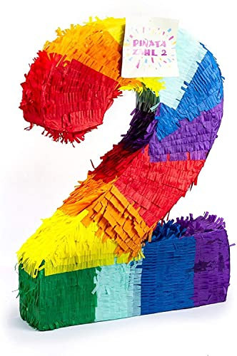 Pinata Zahl * 0 bis 9 * als Spiel und Deko für Kindergeburtstag und Mottoparty | Größe: 8x35x50cm | Zahl Pinatas Kinder Geburtstag Party Partydeko, Edition: 2. Geburtstag