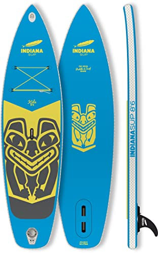 Indiana SUP 8'6 Kids Pack Aufblasbares SUP Board mit 2-teilig Carbon/Glasfaser Paddel Kinder blau/gelb