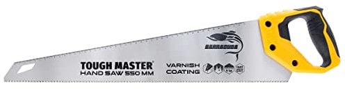 TOUGH MASTER Hand Saw 550mm, Pruning & Cutting Wood, Plastic, PVC Pipes, Razor Sharp Blade 9TPI Comfortable Non-Slip Handle, Wood Saw with Ruler Markings
