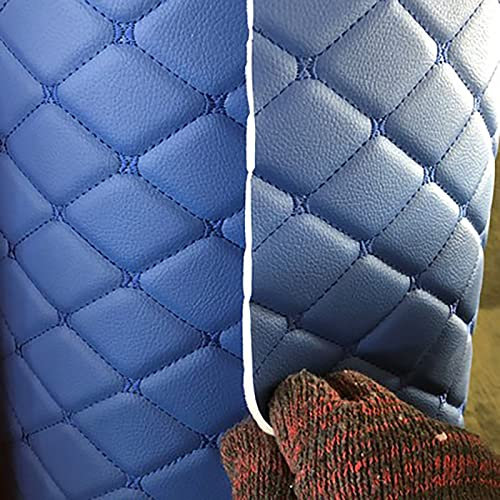 Yimihua Schwarz Gestepptes Leder Stoff Kunstleder gesteppt kaschiert 3mm Leder Polsterstoff Stoff,Polsterstoff Gesteppt Kaschiert Leder Polsterstoff (Color:Blau)