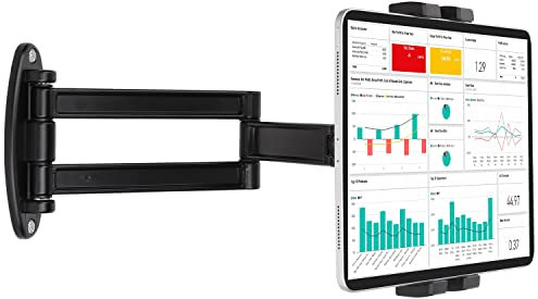 Mippko Soporte de pared plegable para tablet de 7 a 12,9 pulgadas, iPad / Samsung Tab / Nexus / LG G Pads / e-Reader /Switch, extensión ajustable articulada brazo giratorio soporte (negro)