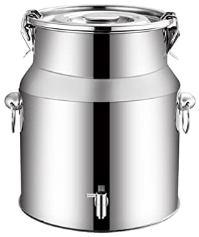 Lattine ermetiche per il trasporto del latte - 5L/9L/14L Contenitori in acciaio inossidabile 201 Secchio del latte Brocca Barile per olio con coperchio sigillato e dispenser/A / 5L