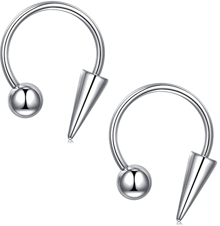 LAURITAMI 1 Paar 16G Lippenpiercing Ring Pfeil Edelstahl 8/10/12mm Silber Hufeisen Septum Ring lippenbändchen Piercing