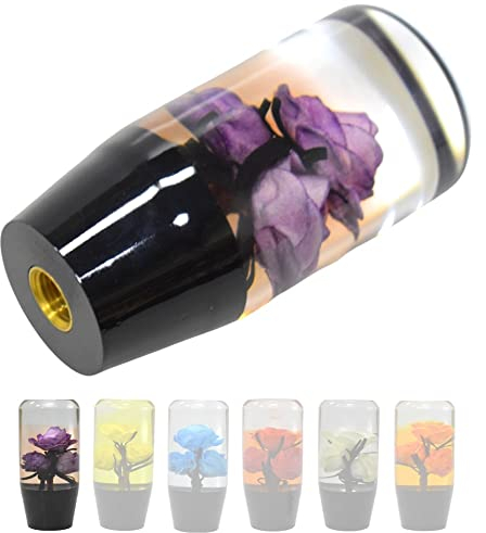 JINGLING Schaltknauf Underwater Flower Manual Stick AT MT Auto Universal Custom Schalthebelkopf mit 3 Arten von Adaptern (Lila,10CM)