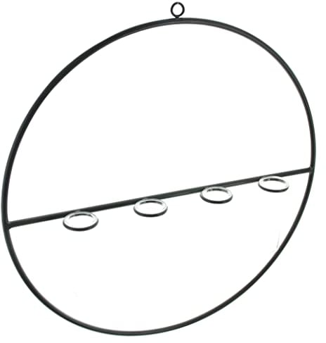 FRANK FLECHTWAREN Wanddeko Väschen, Metall, Mattschwarz lackiert, Glas, Maße: Ø 40 cm
