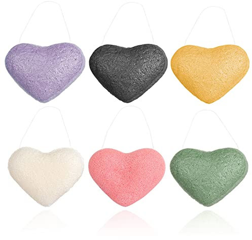 Kaxich 6 Stück Konjac Schwamm Natürliche Konjac Gesichtsschwamm für das Gesicht Gesichtsreiniger für sanfte Gesichtsreinigung und Peeling