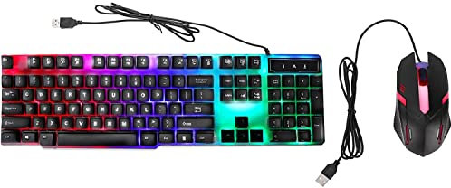 Combinazione mouse tastiera da gioco a 104 tasti, retroilluminazione colorata, cavalletto ergonomico stabile progettato, per il gioco del computer portatile a casa