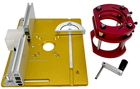 Frästisch für Oberfräsen Frästisch Einlegeplatte mit Zimmermanns-Upside-Down-Hebebasis Elektrische Holzfräs-Hubbasis (Color : Gold, Size : 3PS)