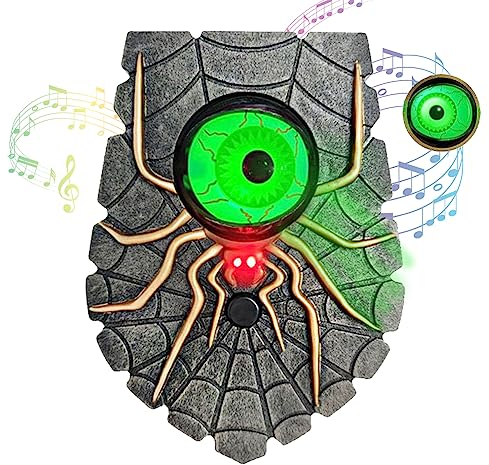PIUMOJ Campanello di Halloween, Campanello con Occhio Halloween, Decorazione di Halloween, Ragno Eyeball Campanello per Porte Decorazioni per Casa Infestata Feste