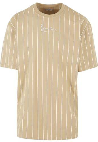 Karl Kani Herren KM232-019-2 KK Small Signature Pinstripe Tee Sand/White, S