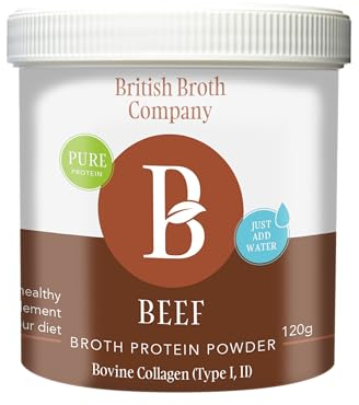 Dehydrated Beef Broth Powder, 120g (3 litres) - Grass Fed Bovine Collagen Powder for Gut Health, Joint Health - Pure Protein Powder - Beef Bone Broth for Humans