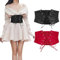 WERFORU 2 Stücke Frauen Taille Korsett Gürtel Tied Waspie Gürtel Halloween Elastische Breite Gürtel für Kleider Schwarz/Rot