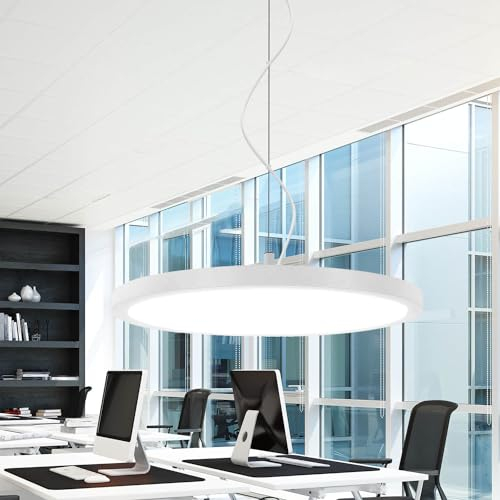 Smarte LED-Panel Hängeleuchte weiß rund Ø40cm RGB+CCT Farbwechsel variable Lichtfarbe 2700K-6500K 21W 2950lm dimmbar incl. Fernbedienung App-steuerbar über AwoX Smart Control Alexa Google Assistant